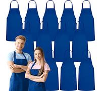 GREEN LIFESTYLE 12 Pack Professional Chef Apron - Grilling Aprons for Men, Waterproof Cooking Apron for BBQ, Work or Restaurant Use, Kitchen Aprons for Women - Royal Blue, No Pockets