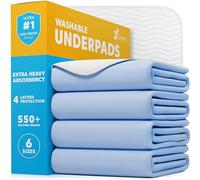 GREEN LIFESTYLE Washable Underpads 4 Pack - Large Bed Pads, 34" x 36", for use as Incontinence Bed Pads, Reusable Pet Pads, Great for Dogs, Cats, Bunny, Seniors Bed Pad (Pack of 4 - 34x36)