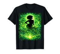 Green Light Energy Power Afro Woman Mysterious Future T-Shirt