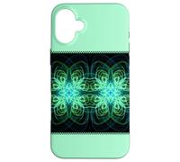 Green Light Star Checkerboard Spirograph Kaleidoscope Mirror Case for iPhone 16 Plus