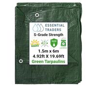 Green Lightweight Waterproof Garden Tarp - Protective Groundsheet, Weather-Resistant Cover for Camping, Waterproof Outdoor Furniture, Gardening, and Storage Solutions (1.5m x 6m)