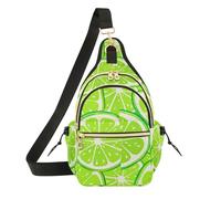 Green Lime Slices Crossbody Bag for Daily Carry, Polyester Shoulder Bag with Magnetic Front Pocket and Breathable Side
