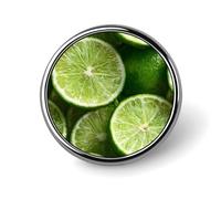 Green Lime Slices Pattern Round Badge Pin Metal Memorial Brooch Button Lapel Pins for Backpack Wedding