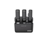 Green Lion Duo Cast Wireless Type-C Lavalier Microphone, 20m Transmission Range, 7H Working Time, Plug & Play, Auto Pairing, Video Recording - Black