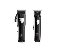 Green Lion Pro-Trim-Duo Cordless Rechargeable Professional 2in1 Hair Clipper Trimmer, Powerful Stainless Steel Blade, LED Indicator, Beard, face, Ear, Head Grooming, Adjustable Taper Lever - Black
