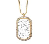 Green Lits Mathematical Formulas Necklace Pendant Diamond Crystal Golden Jewelry