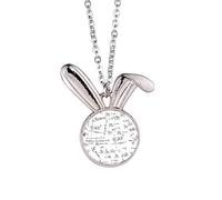 Green Lits Mathematical Formulas Rabbit Necklace Pendant Bunny Animal Jewelry Gift