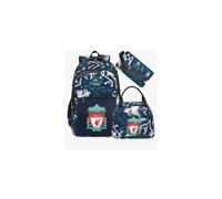 (Green Liverpool) Football star peripheral backpack student schoolbag three-piece lunch bag pencil bag children men's style