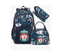 (Green Liverpool) Football star peripheral backpack student schoolbag three-piece lunch bag pencil bag children men's style