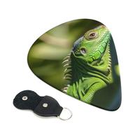 Green Lizard 6 Pack Guitar Picks With Holder, Personalized Guitar Plectrums Non-Slip Portable Ukulele Bass Picks 0.46mm For Acoustic Guitar Lovers Gifts
