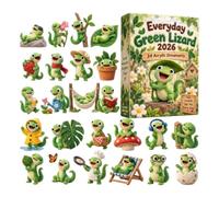 Green Lizard Advent Calendar 2026, Charms Christmas Countdown for All Ages | Solid printed faces, Neat printed pieces, Tray inside the box, Lid that fits snugly, Ribbon loops attached