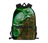 Green Lizard Backpack Fashion Novelty School Bookbags Casual Travel Daypack for Teen/Kids/Boys/Girls