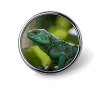 Green Lizard Brooch,Fashion Creative Funny Light Luxury Badge, High-end Chic Personalized Round Emblem for Clothing Suit Scarves & Gift