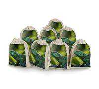 Green Lizard Bunches Pocket Cotton And Hemp with Drawstring 8 Pieces Reusable Gift Bags Jewelry Pouch for Wedding DIY Craft Party (4.9 X 6.7 Inch)