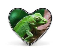 Green Lizard Button Pin Round Metal Badge for Hats Bags Clothing Reptile Lover Gift Pinback Lightweight Design