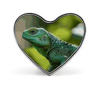 Green Lizard Heart Shape Lapel Pin Personalized Pinback Button Badges Retro Punk Button Pin Kawaii Heart Badges for Men Women Clothes Bags Hats & Gift