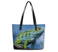 Green Lizard Leather Tote Bag for Women Work Shoulder Purses with Zipper Waterproof Large Computer Shoulder Bag Fashion Ladies Shoulder Handbag Reusable Shopping Bags
