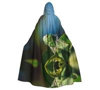 Green Lizard Print Elegant Witch Cape,Hooded Cloak,Wizard Costume For Halloween,Cosplay And Carnival