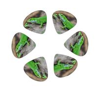 Green Lizard Print Guitar and Ukulele Picks For Music Lovers 12 PCS Mixed Gauges(0.46/0.71/0.96mm)