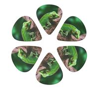 Green Lizard Print Guitar Picks 6 Pack With Organizer Storage Bag 0.46 0.71 0.96mm Guitar Plectrums Guitars Accessories For Bass Electric Acoustic Guitars