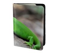 Green Lizard Print Stylish Men Women 5.5 Inch Passport Travel Document Wallet For Secure Storag, Black, One Size