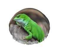 Green Lizard Reusable Shower Cap for Women, Double Waterproof Layers Bath Hat, Hair Treatment Essentials