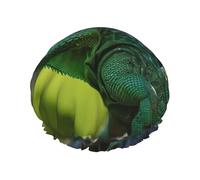 Green Lizard Shower Cap for Women Reusable Waterproof Shower Bonnet Washable Elastic Band Bath Hair Hat Double Layered Bath Cap Extra Large for Long Hair