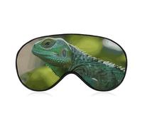 Green Lizard Sleep Mask for Women Men Side Sleeper Eye Cover with Adjustable Strap Soft Breathable Blackout Mask Slip-Free Deep Sleeping Travel Essentials
