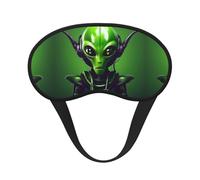 Green Long Ear Alien Print Blackout Sleep Mask, with Adjustable Strap for Travel, Night Work, Nap, Office