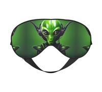 Green Long Ear Alien Print Sleep Eye Mask Comfortable with Adjustable Strap Soft Shade Blackout Eye Cover Blindfold