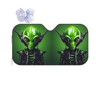 Green Long Ear Alien Printing Car Windshield Sunshade-Thicken Bubble Block Heat and Sun UV Rays,Front Windshield,Sun Visor