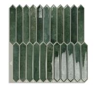 Green Long Hexagon Peel and Stick on Wall Tiles Backsplash,Self Adhesive Splashback Stick on Wall Tile for Kitchen Bathroom,RV(10 Sheets,30.5X 30.5cm)