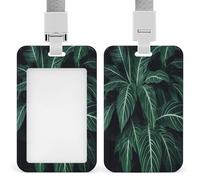 Green Long Leaves Badge Holders Retractable ID Badge Holder with Lanyard Heavy Duty Badges Reel Card Protector Detachable ID Card Holder for Nurse Teacher Staff Officer