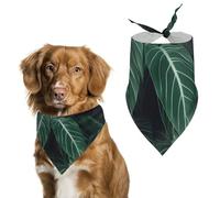 Green Long Leaves Pet Scarf Adjustable Pet Accessories Triangular Scarf Washable Floral Print Puppy Bib Bandana Stylish Comfortable Cat Scarves for Holiday Scarfs