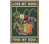 Green Lose My Mind Gardening Retro Metal Tin Sign 8X12 Inches