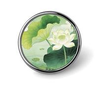 Green Lotus Pond Badges Pin, Personalized Exquisite Round Badge, 1 Inch Button Pins for Women And Men, Decorative Metal Round Brooch for Clothing, Backpacks, And Hats