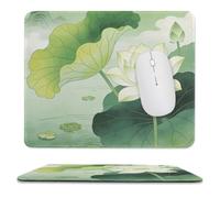 Green Lotus Pond Stitched Edge Mouse Pad