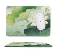Green Lotus Pond Stitched Edge Mouse Pad