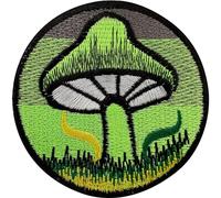 Green Magic Mushroom Patch Iron Sew On Denim Jacket Clothing Embroidered Badge