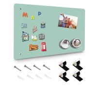 Green Magnetic Board,17.5" x 11.4" Magnet Bulletin Board to Display Magnetic Notes, Poetry, Photos, Suitable for Wall, Refrigerator, Cabinet etc, Come with 4 Pcs Dual Lock Tape and Screws