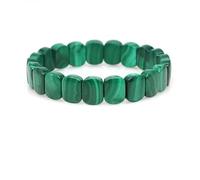 Green Malachite Bracelet Stretch Rectangle Beads Natural Stones Genuine Crystal Bangle for Women Men,Color: 9x12mm