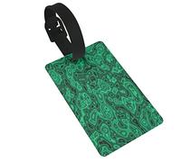 Green Malachite Crystal Art Print 2 PC PVC Luggage Tags Privacy Cover Silicone Luggage Tags Travel Suitcase Tags Travel Accessories