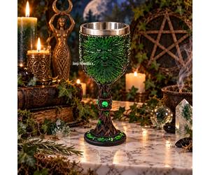 Green Man Goblet Stainless Steel Wine Chalice Forest Man Tree Ent Pagan Wiccan