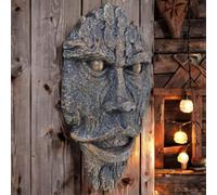 Green Man Hanging Wall Plaque, Tree Ent Face Wall Sculpture Tree Trunk Hanging Fantasy Wood Spirit, Indoor Outdoor Decorative Sculpture Unique Wall Art Deign Durable Resin Decoration Garden Decor