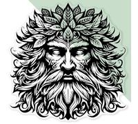 'Green Man Portrait' Clear Sticker Decal - Waterproof Film for Windows, Cars, Walls & Crafts, XL (460mm) (DC00142363)