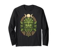 Green Man Triple Moon Triquetra Pagan Celtic Symbol Gift Long Sleeve T-Shirt