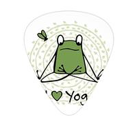 Green Mandal Guitar Picks 12 Pack Universal ABS Guitar Picks,Funny Cartoon Character Sketch Style Animal with I Love Yoga Quote,for Acoustic and Electric Guitar,Green Black White