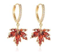 Green Maple Leaf Earrings for Women Sparkling Crystal Drop Dangle Lightweight Elegant Green Jewelry Leaf Design Accessory Fashionable Earring Gift for Fall and Thanksgiving, Metal, No Gemstone