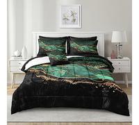 Green Marble Comforter Set Emerald Green Bedding Comforter Black Gold Marble River Abstract Texture Black and Green Comforter Full Size Bed in a Bag 8 Pieces