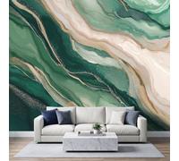 Green marble gold foil Custom Size Wall Mural Removable | Modern abstract fluid Photo Wallpaper 200 x 140 cm for Living Room Bedroom Kitchen Office Kids Premium Print